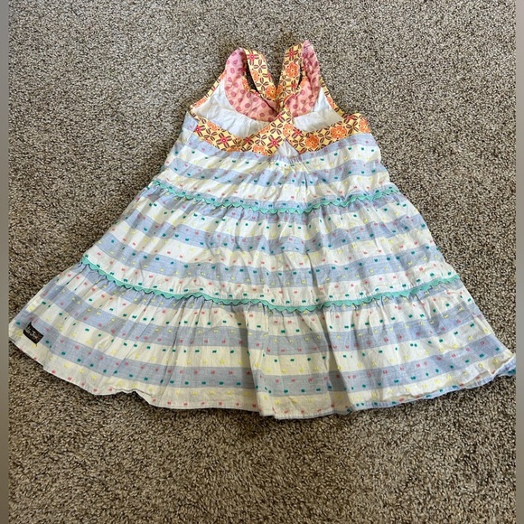 Matilda Jane Happy & Free Dotted Sky Dress Sz 6 Girl’s Stripes Sleeveless Floral - Picture 7 of 10